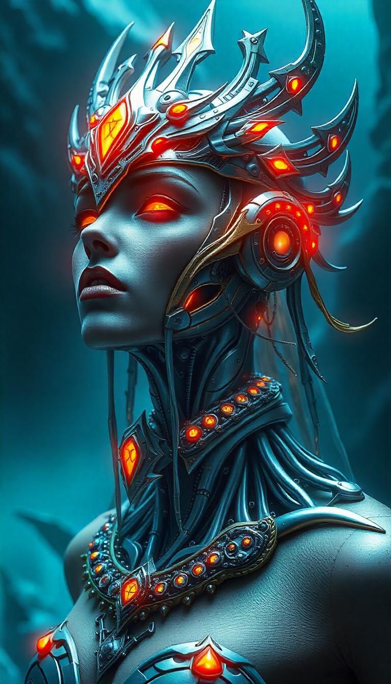 Skull face with lightning eyes