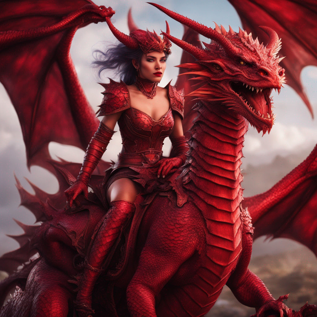 Spirits red dragon woman and red red dragon