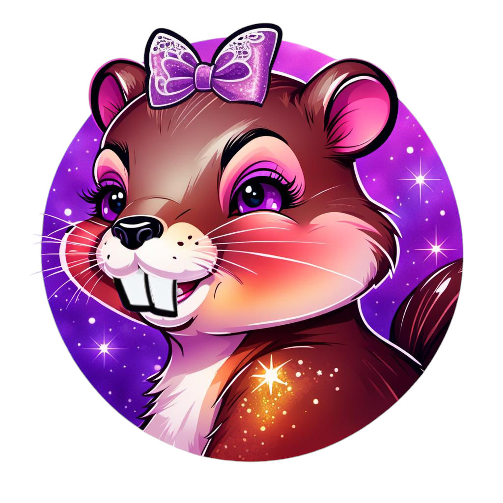 Artistically design the beautiful bodacious anthramorphic female cartoon beaver with are confused expression on her face, prominent buck tee...