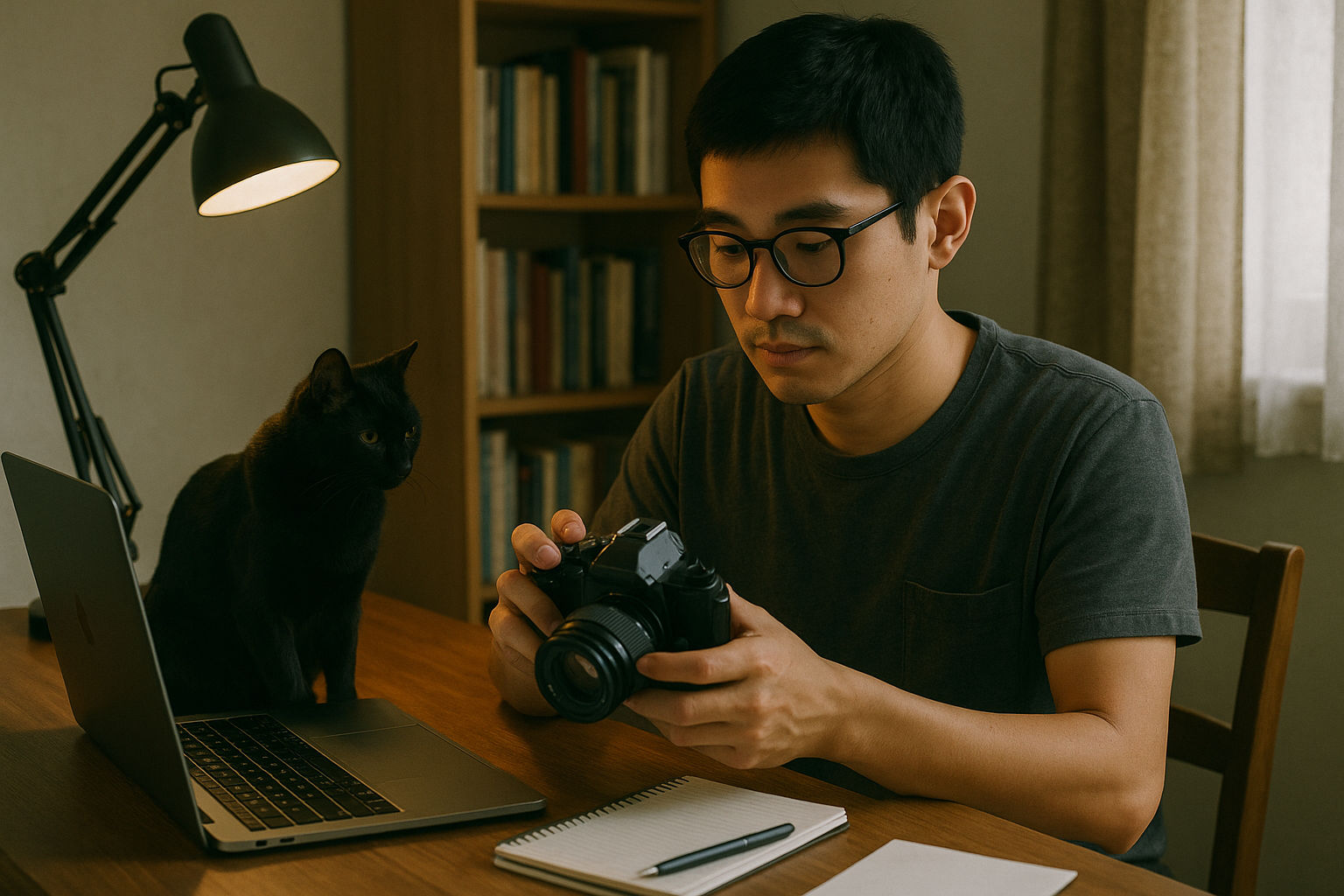 Cat pushing camera parts