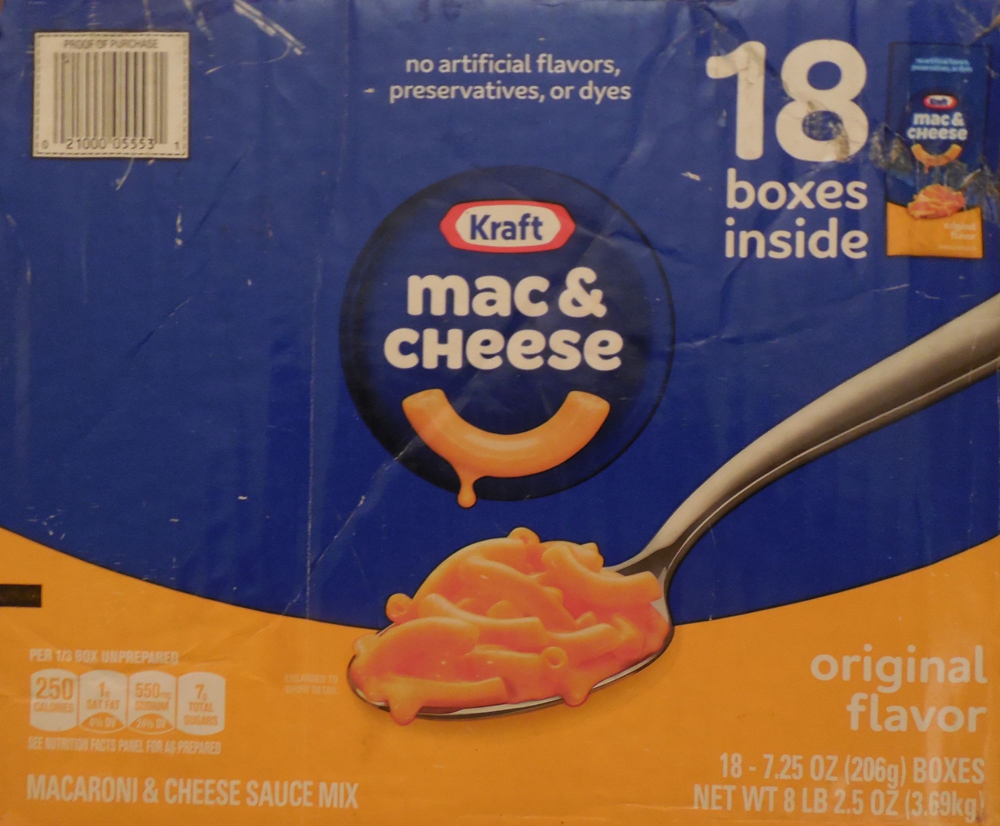 Kraft Mac & Cheese. Ultramarine Blue Sky. Cadmium Yellow medium ground. macaroni. cheese. yellow. blue. food. 