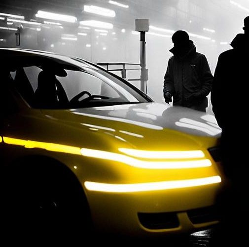 intense yellow neon light. intense brown neon light. bright white light. giant department store mannequins. fog. mist. extreme grainy black...