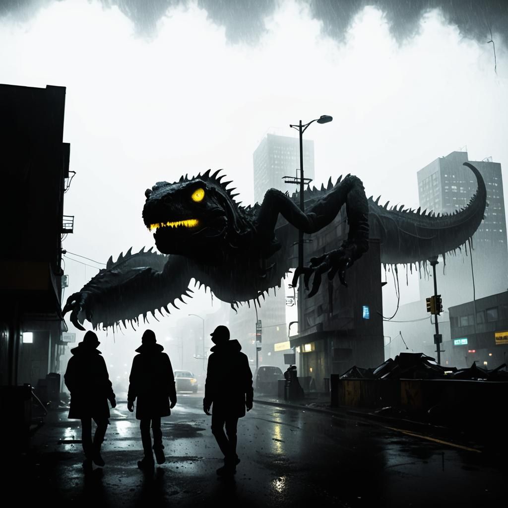 black smoke. yellow eyes. vr goggles. broken plaster. rocks. very blurry. bright white light. intense yellow sky. intense yellow neon light....