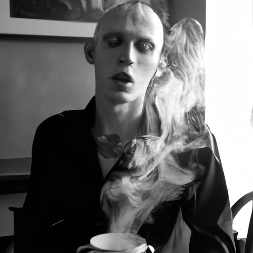 giant bats. giant spiders. giant dogs. smoke. goth coffee shop. fog. black and white photography.