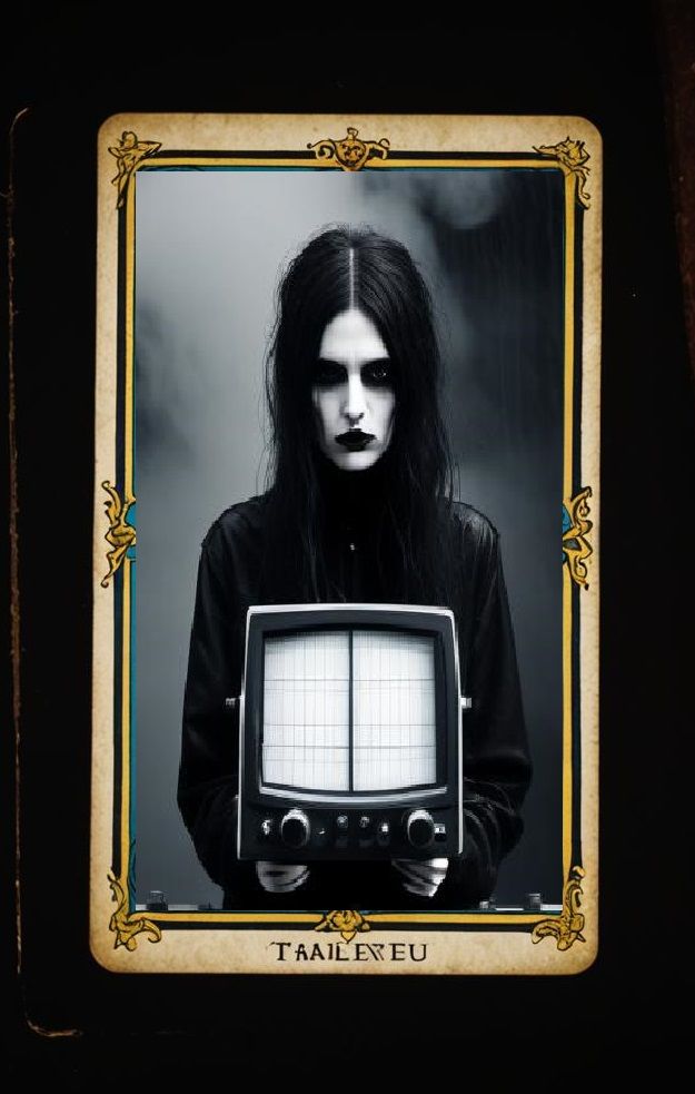 black and white photography. fog. old fashioned tarot card design. 1800's. Ancient Computer. camera obsura. telescope. bird cage. airplane....
