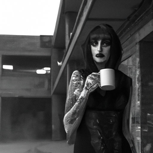 fog. smoke. female goth fashion model. hot blazing sun. scrolls filled with writings. marble statues. roman columns. cyberpunk. white van. c...