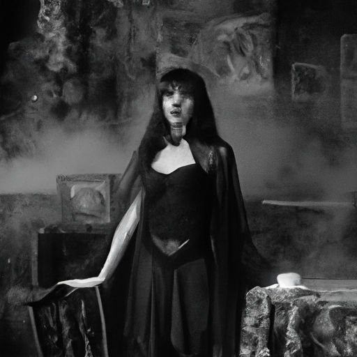 female goth fashion model. hot blazing sun. scrolls filled with writings. marble statues. roman columns. giant ocean waves. billowing smoke....