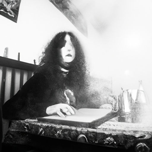 A lone goth stands in a field of dead leaves.