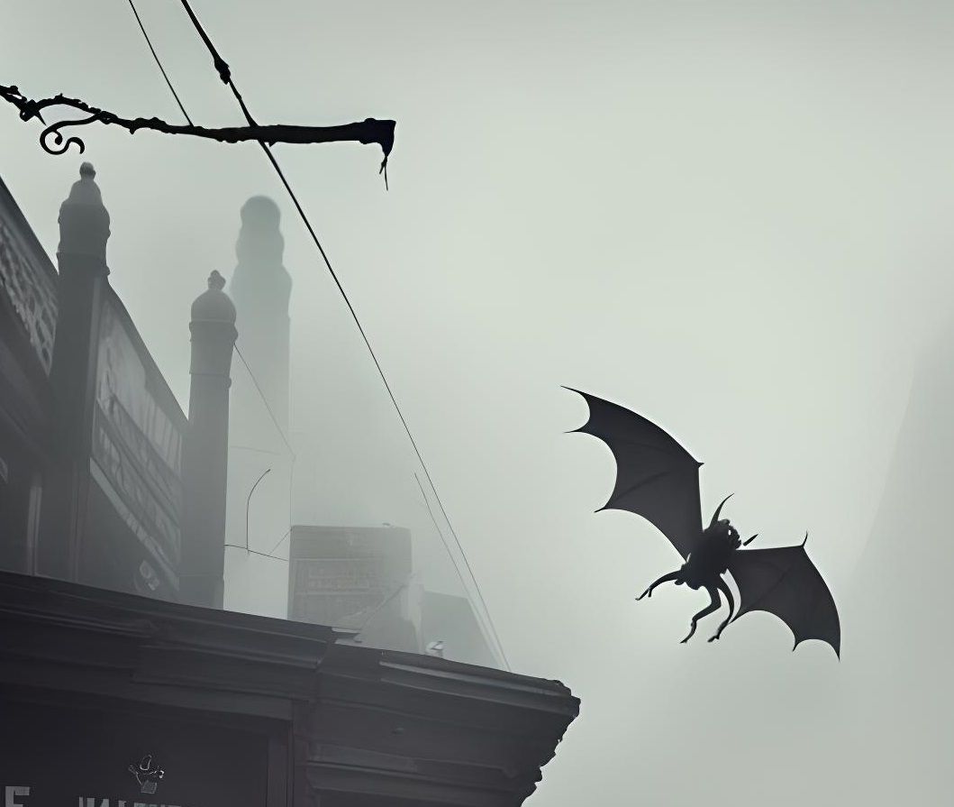 orange sky. dusty ventriloquist dummy. cow skeleton. windblown dust. old farm implements. rust. old water tower from the 1800's. broken step...