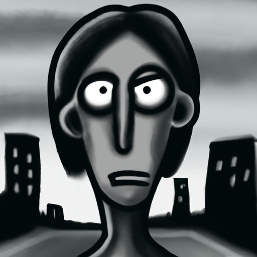 Black Turtleneck. Surrealism. Bleak city landscape. German Expressionism. Germanic facial expressions.