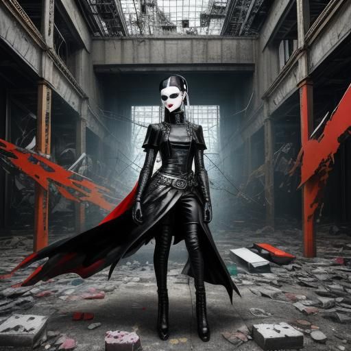 female goth fashion model. goth coffee shop.