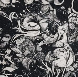 drawn in the manner of M. C. Escher. A vibrant goth art mural exploding with goth art tags and raw urban textures. Bold, dynamic lines and a...