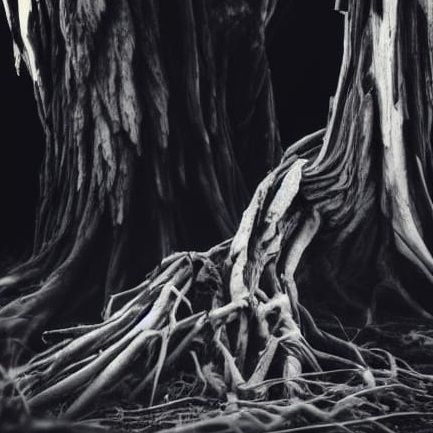 green tropical plants. green bark. green trees. green moss. green plants. dead forest. old dead branches. old weathered tree. driftwood. old...