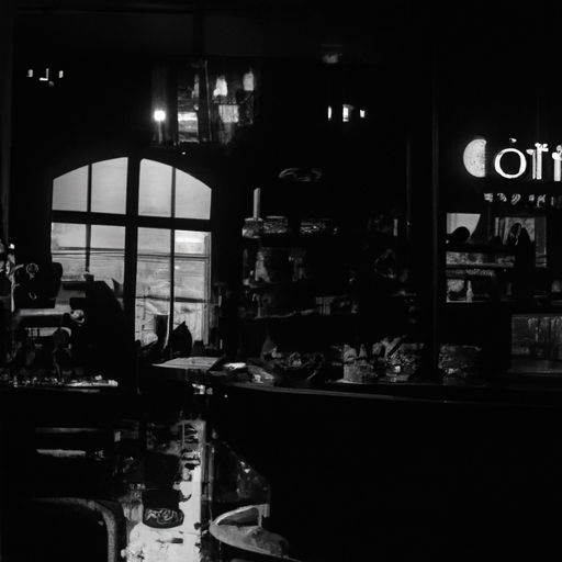 coffee cup filled with coffee. coffee shop. Concept art. close up. A coffee shop erupts in chaos with gasoline explosions and fighting Rottw...