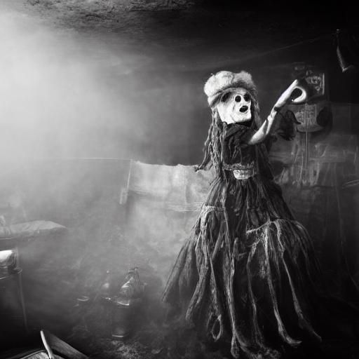 black and white photography. female goth fashion model. vr goggles. rusted carnival ride. fog. smoke. fire. black and white photography. hau...