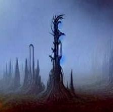 creature from Ridley Scott's Alien. James Cameron Aliens. Alien. H. R. Giger Alien. amber light. sepia toned photographic paper. smog. fog. ...