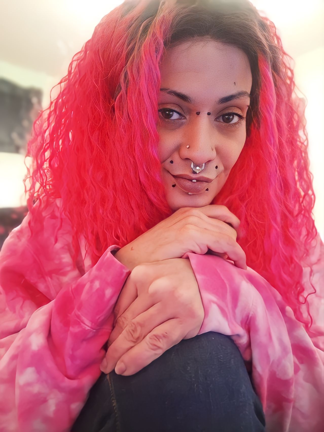 Giger Cyberpunk Latina pinup, A Cyberpunk pinup boldly adorned woman with a large, intricate tattoo that covers her entire body, In this awe...