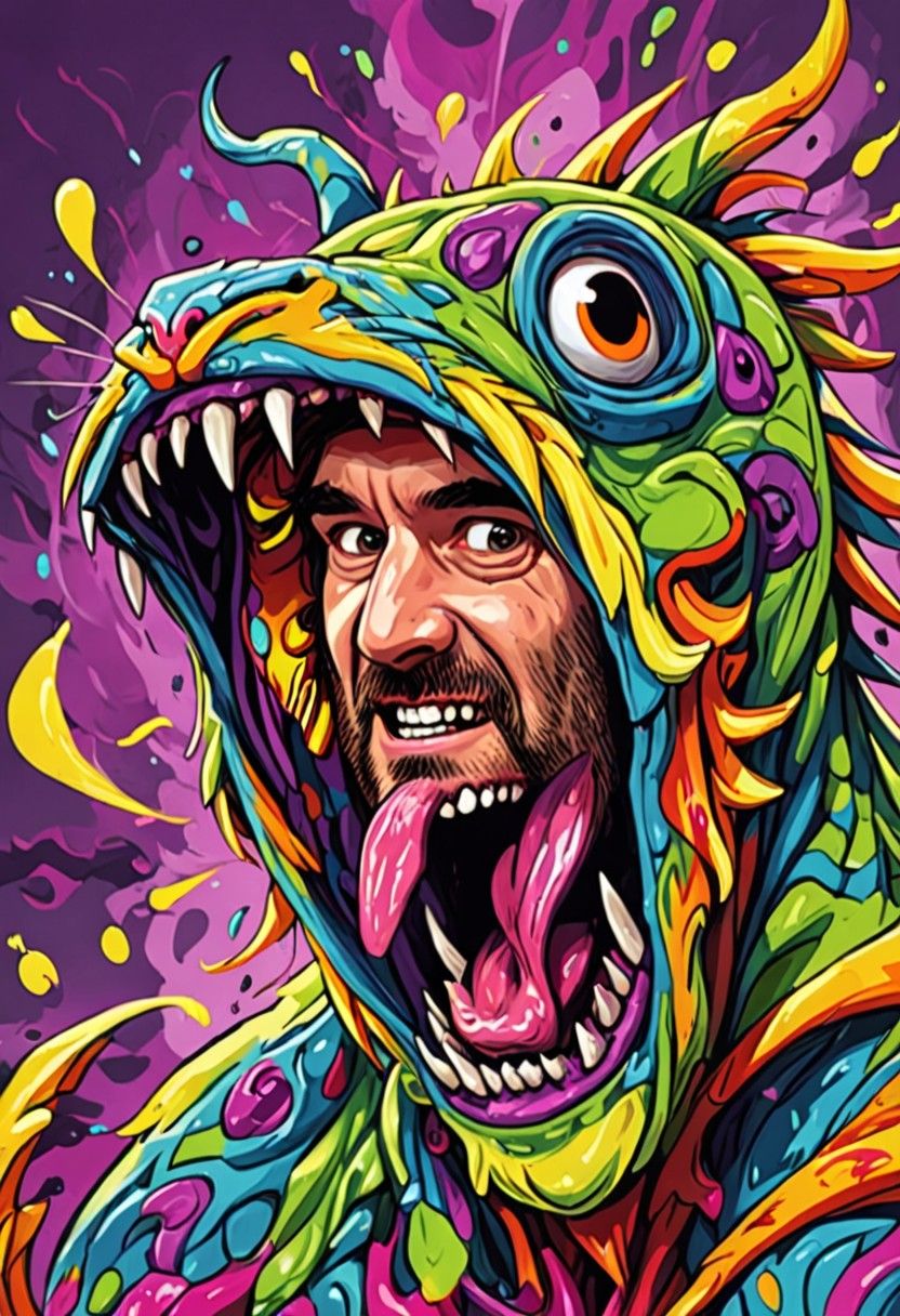 Ancient shapeshifter in hyper-real detail <lora:Grotesqueries:1.1> professional leatherwork