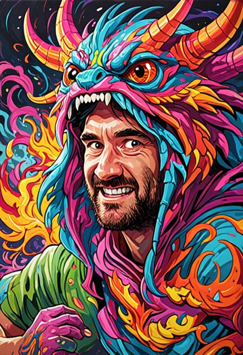 Ancient shapeshifter in hyper-real detail <lora:Grotesqueries:1.1> professional leatherwork