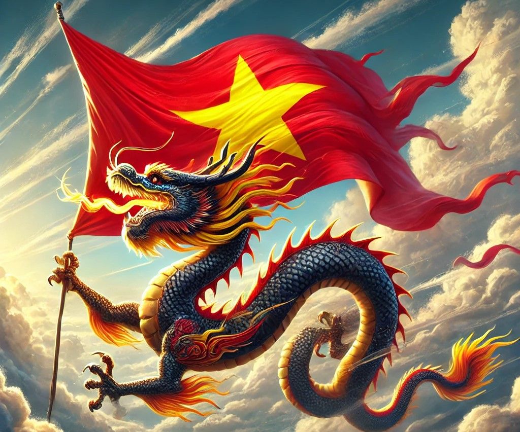Lá cờ và rồng bay lượn
