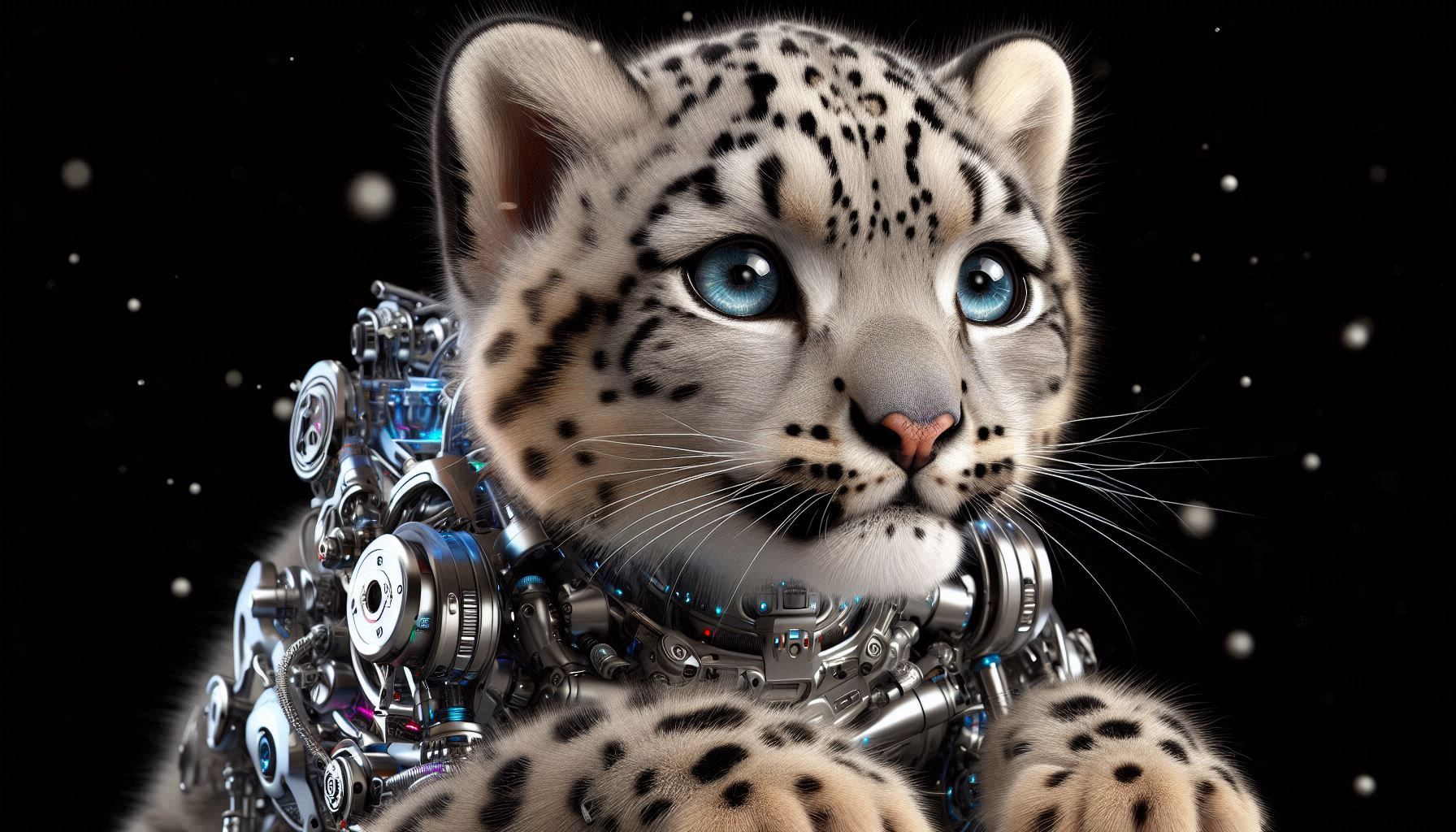 baby snow leopard cyborg 