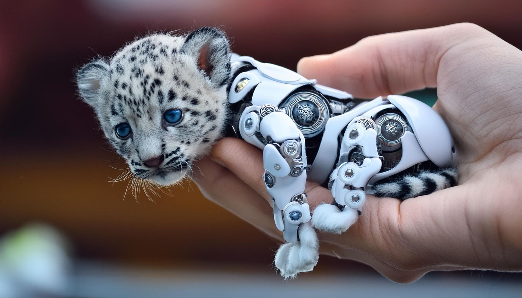 Snow leopard robot in its city 