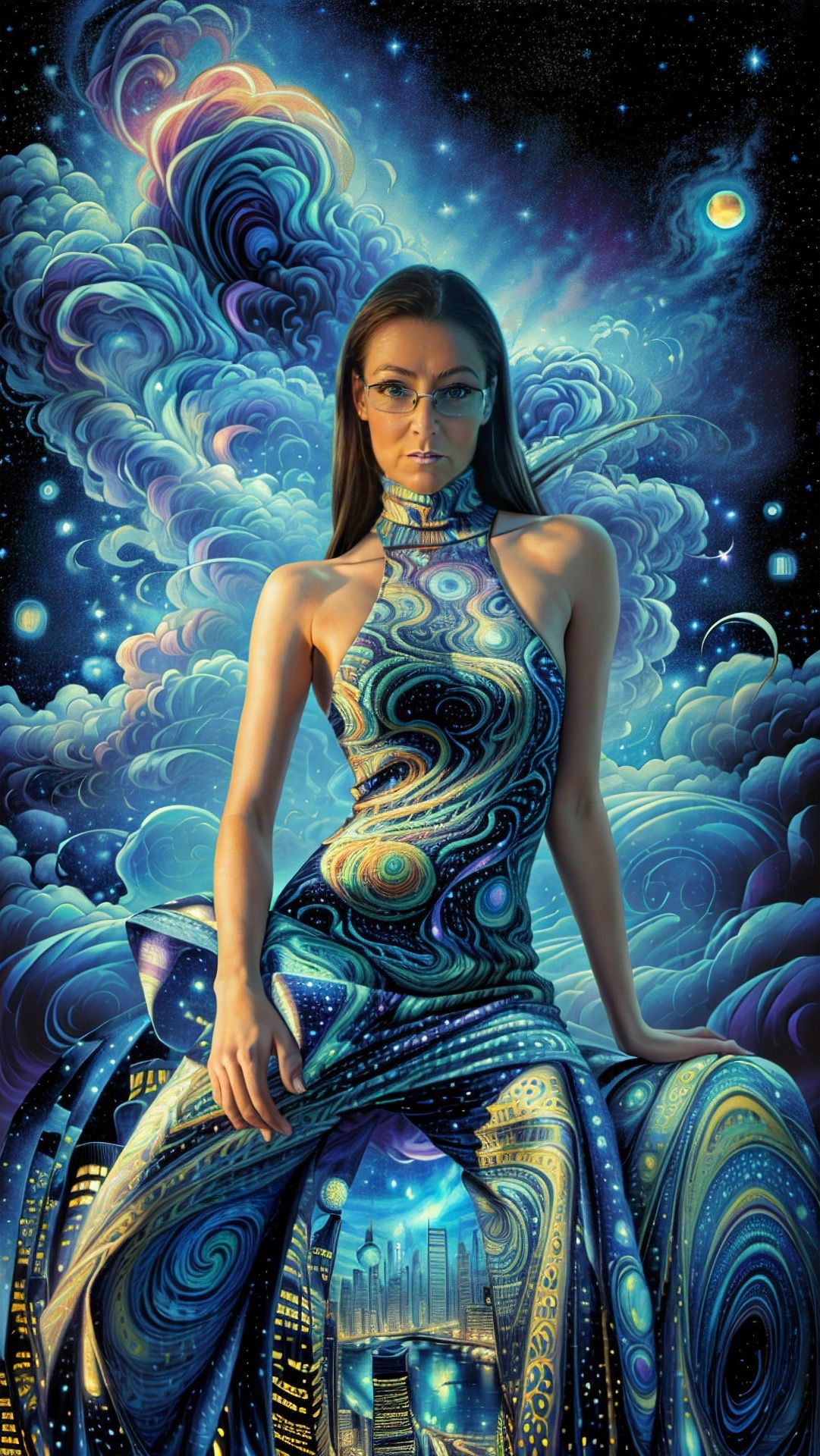 Starry starry night background swirling with zoom in and out