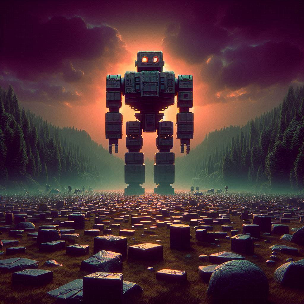 At the edge of our village, there is a golem which watches over an endless field of matte black stone. It protects us from the curse that th...