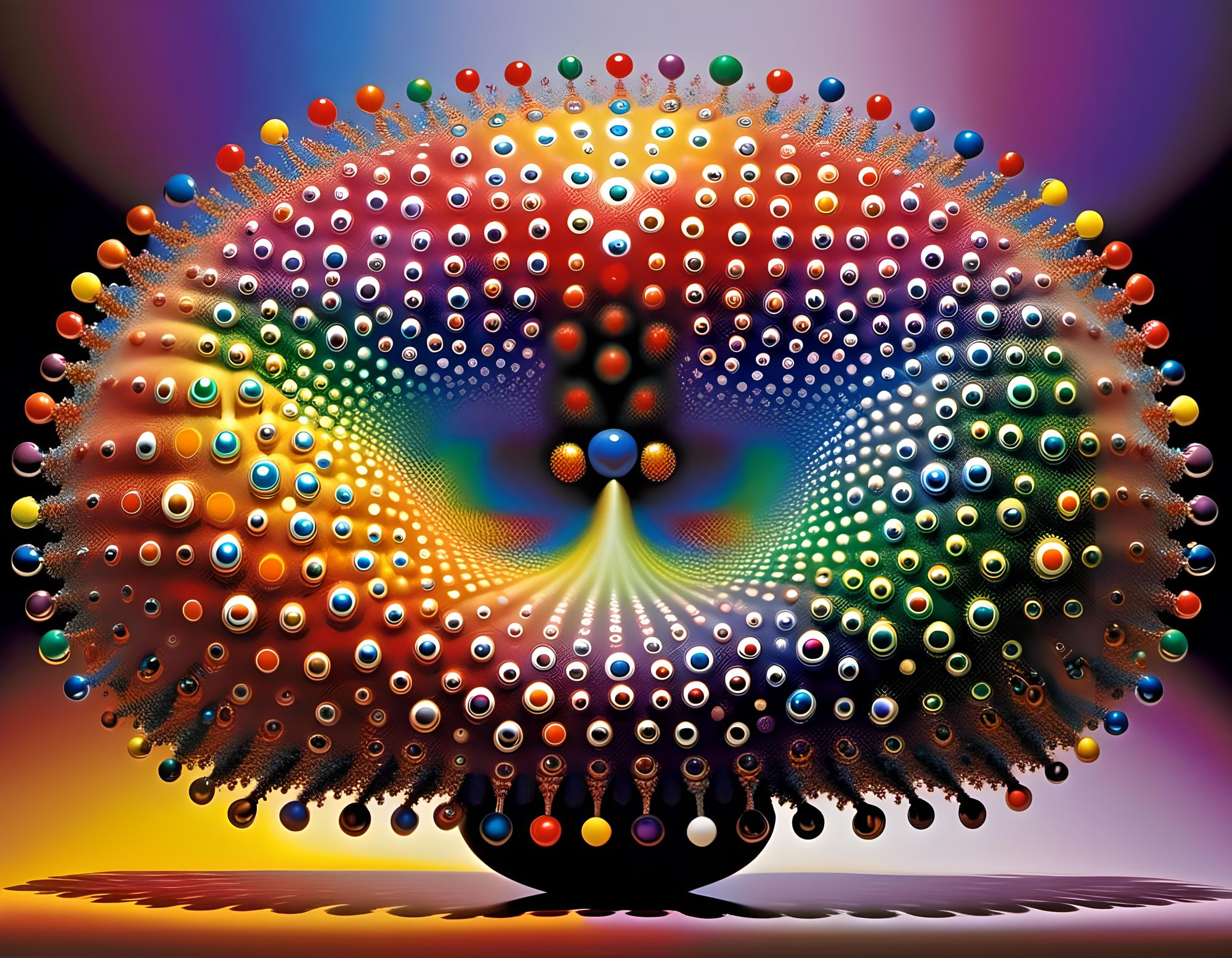 Colorful creation of tiny exquisite small crystals rainbow spectrum clockwork parts and angelic mescaline vision facets of oil slick colors ...