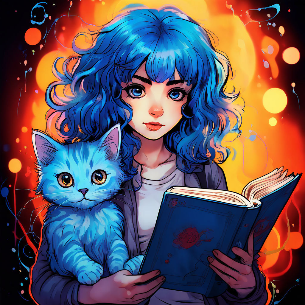 <lora:Zentangle-V2:0.8>girl in glasses reading a book ,an illustration from one of the three stories of the same person and a frog with star...