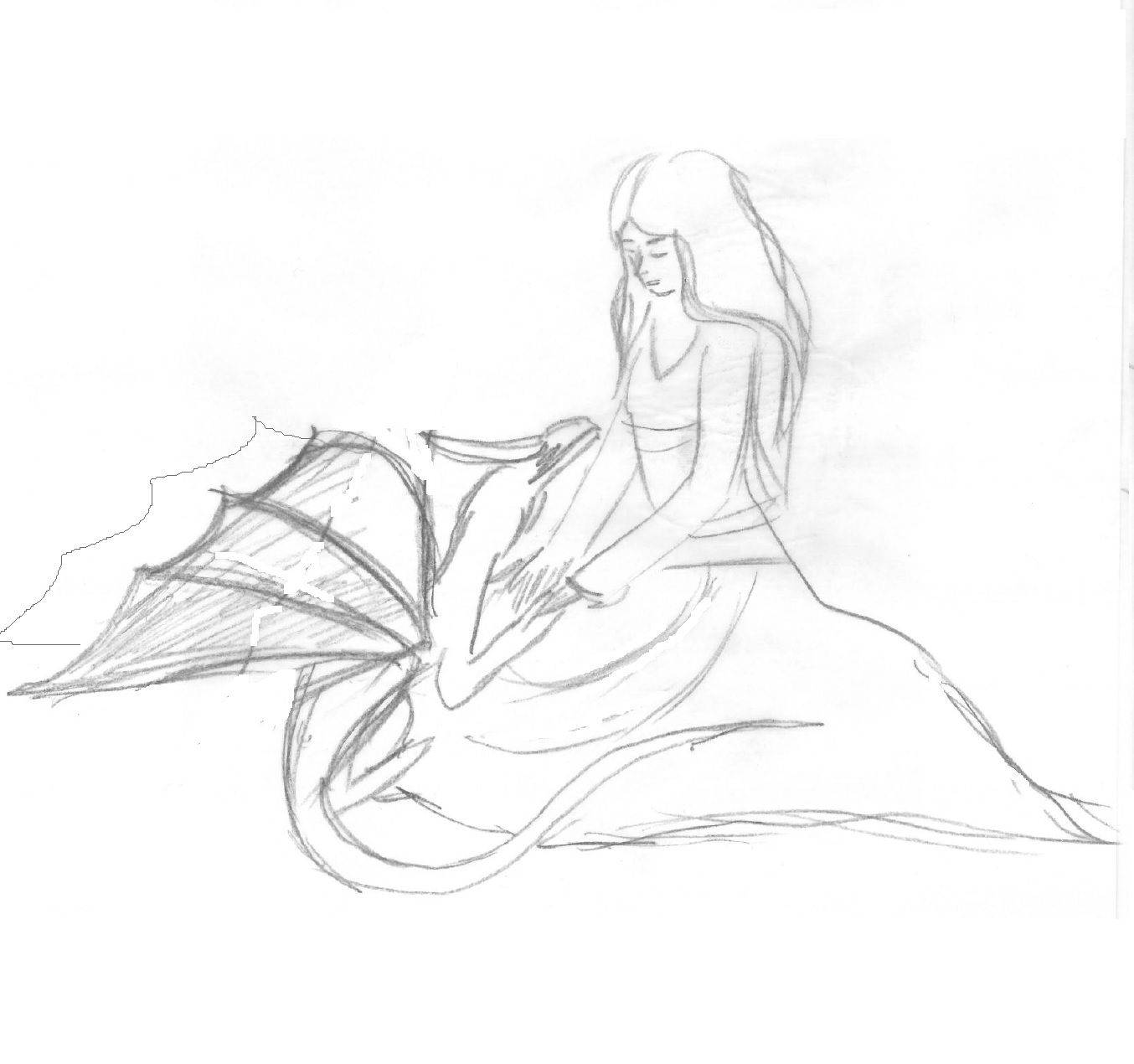 a cute girl is playing with a little small dragon in the meadow