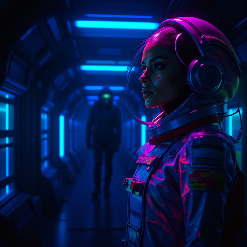 The spaceship hurtles through the void