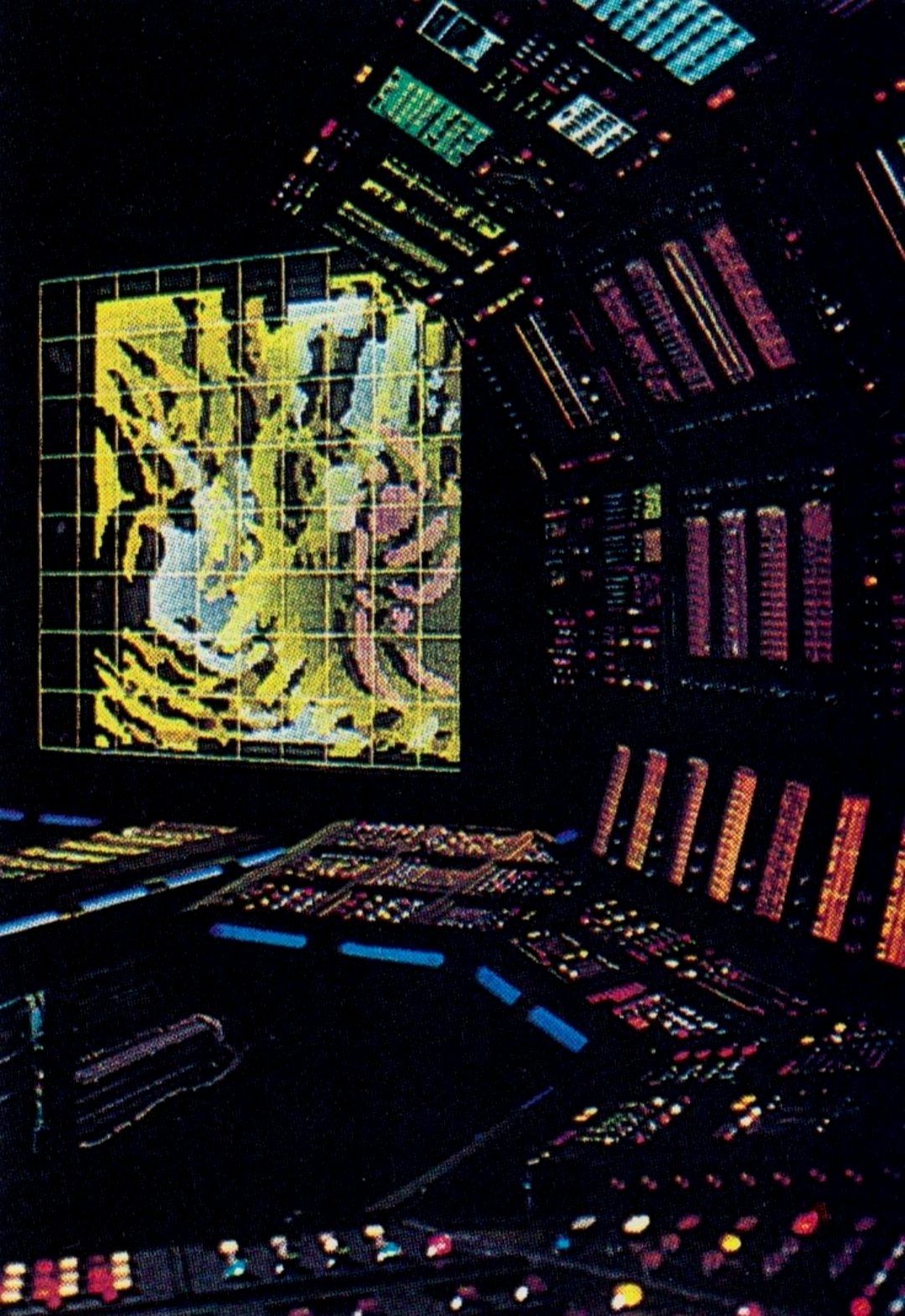 A cassette futurism office environment 