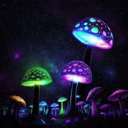 8D Sunset galaxy dusk nocturnal Affirmationen Magic mushrooms black light smoke dust brilliant 8D moons magic mushroom