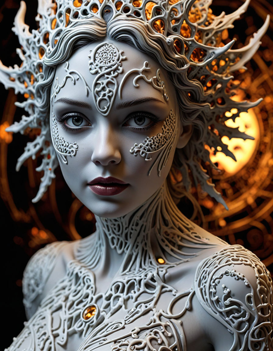 Sculpture of a contemporary, conceptual, and pop-culture inspired female portrait, Realism with a touch of femininity, Natural colours, Hype...