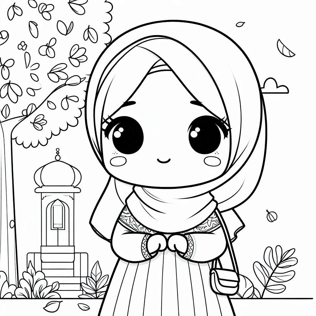 Muslim girl in attumn 