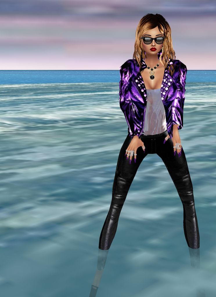 photo-realistic image of a tall glamorous woman with red lipstick,  wet  leather jacket, wet  wet black leather jeans, wet auburn hair, sung...