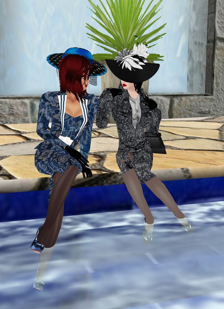 a photo-realistic image of  2 tall glamorous women with red lipstick, black eyeshadow in a wet suits, black stockings, black stiletto heeled...