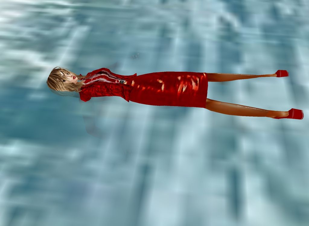 photo-realistic image of  glamorous woman with red lipstick  wearing wet  red skirt-suit and tie with wet stockings, red high heels, wet blo...