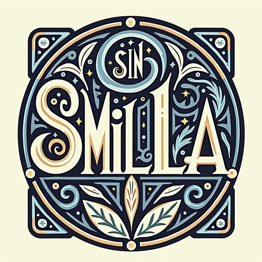 A logo for the words : Sin Semilla detailed mysterious elemental retro surrealism psychedelic art art nouveau rococo architecture