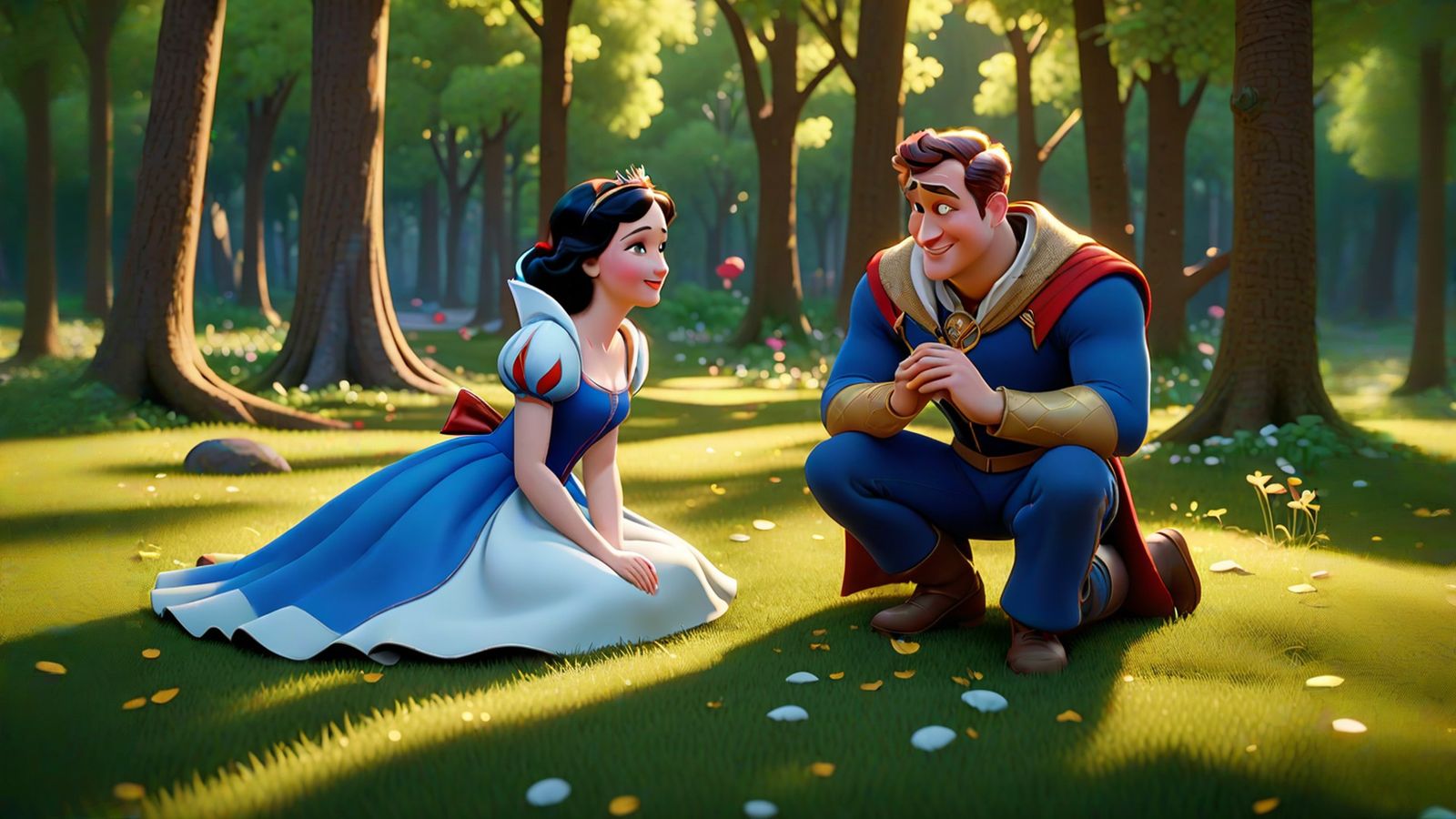 Miraculously, true love's kiss broke the spell, and Snow White awoke. Overcome with joy, the Prince asked Snow White to ...