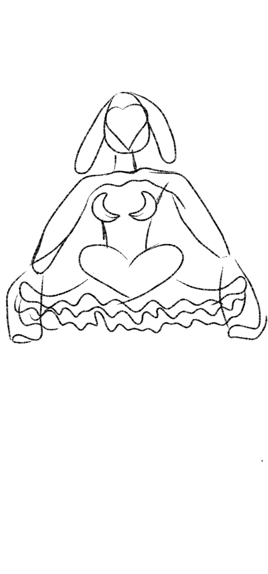 Girl in a dress, fluffy short ballerina skirt, open legs, open chest, two metal Cresent on the chest, very long transparent pierrot sleeves,...