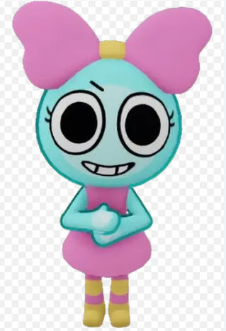 Poppy the toon from Dandy's World from the game Robox and Poppy is running in fear from the Twisted make it cute