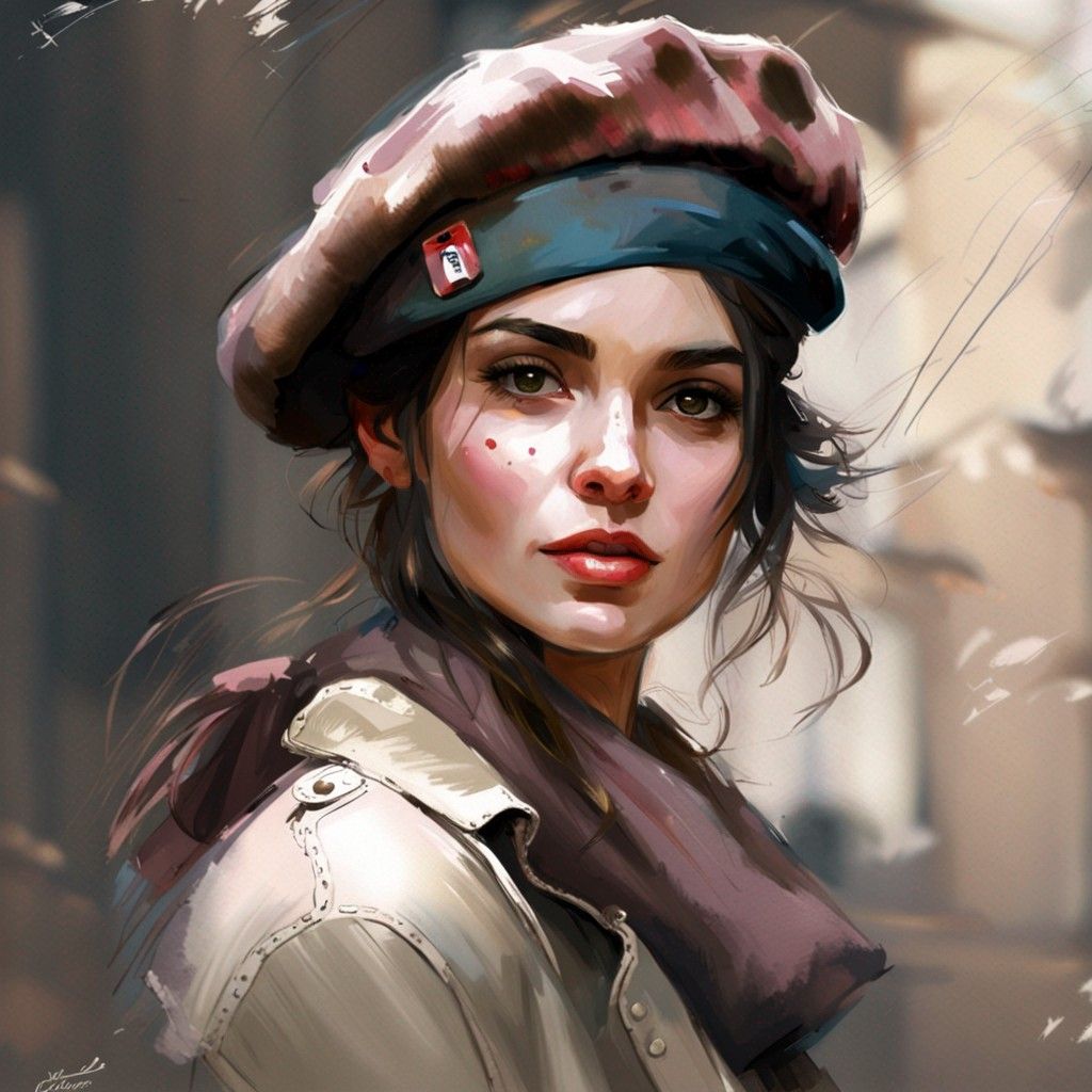 beautiful french modern girl in beret, Royo