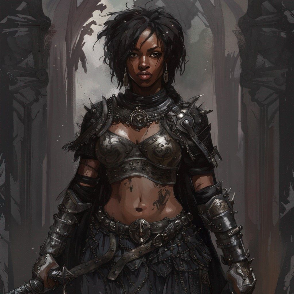 gothic black female warrior