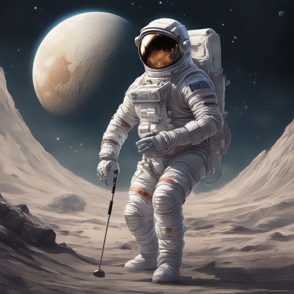 Playing golf on moon