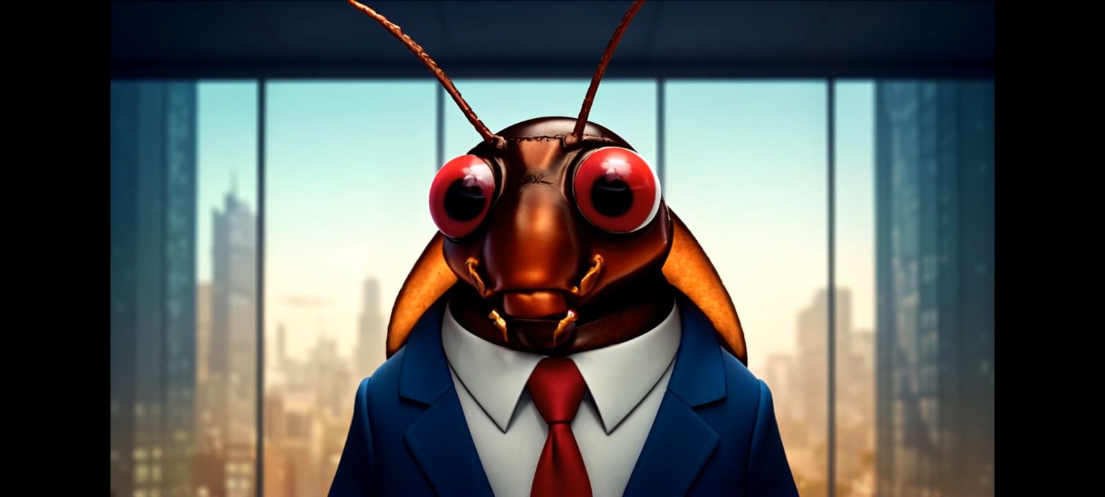 camera quickly zooms in on its mouth and cockroach says boldly and courageously: ‘Next quarter, we take over the kitchen...