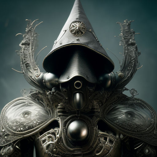 Insanely detailed concept art of An elaborate dark academia, gothic, dystopian plague doctor; leather intricate black luminescent gold plag...