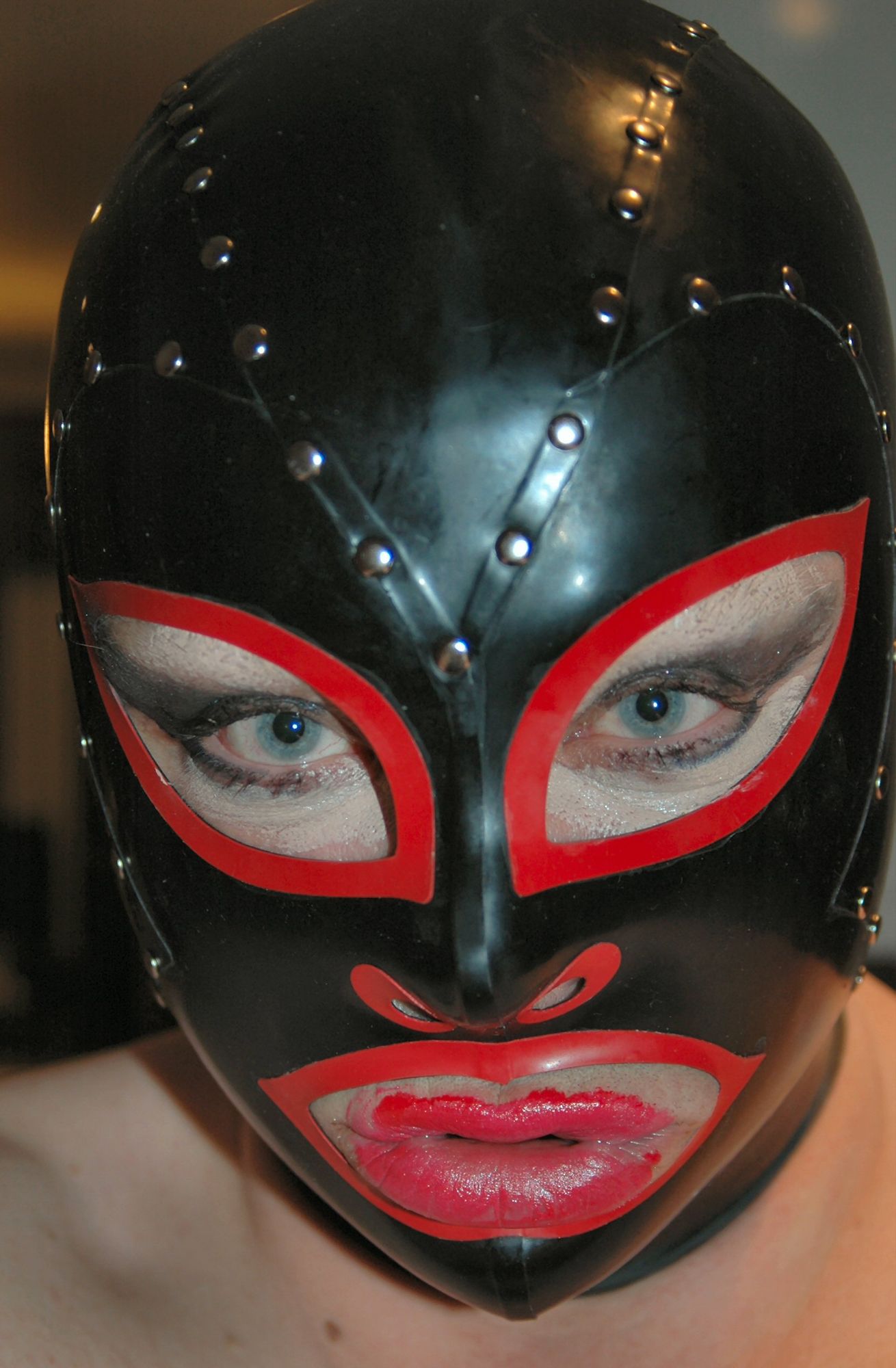 black latex  beautiful blonde goth
