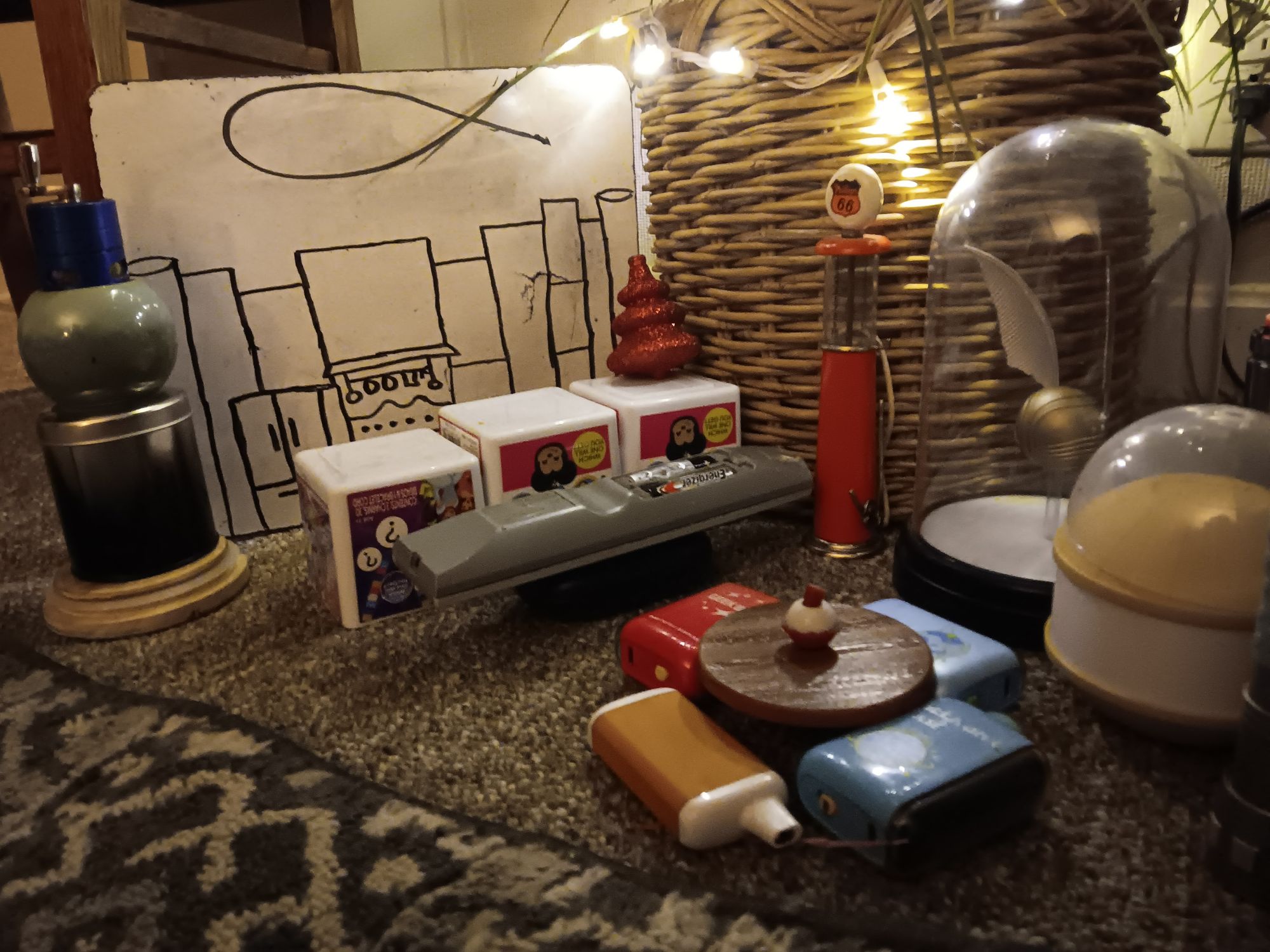 Photorealistic 
Whimsical-Futurism Kitchen and Dining Lounge: Geometric abstract aesthetic with bold cobalt and deep navy blue color palette...